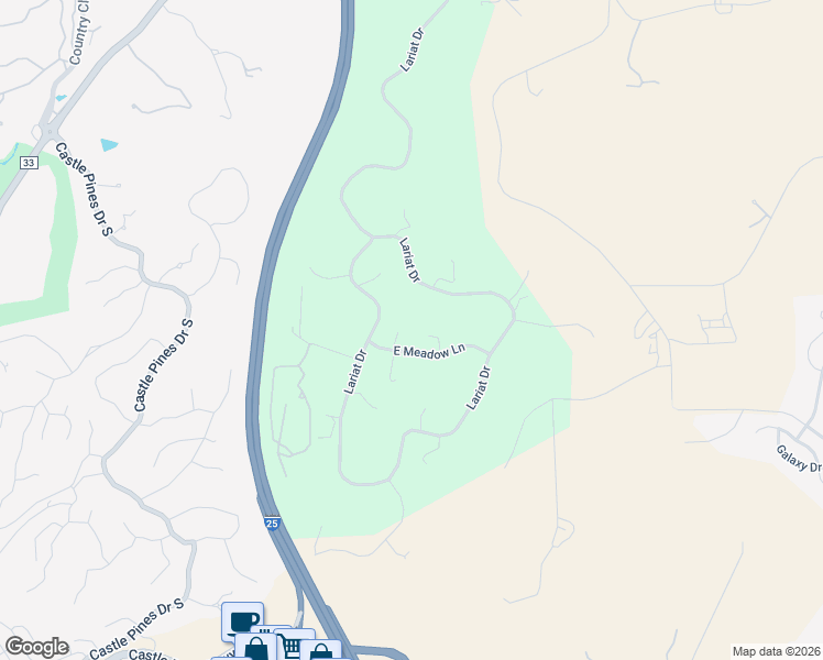 map of restaurants, bars, coffee shops, grocery stores, and more near 875 East Meadow Lane in Castle Rock