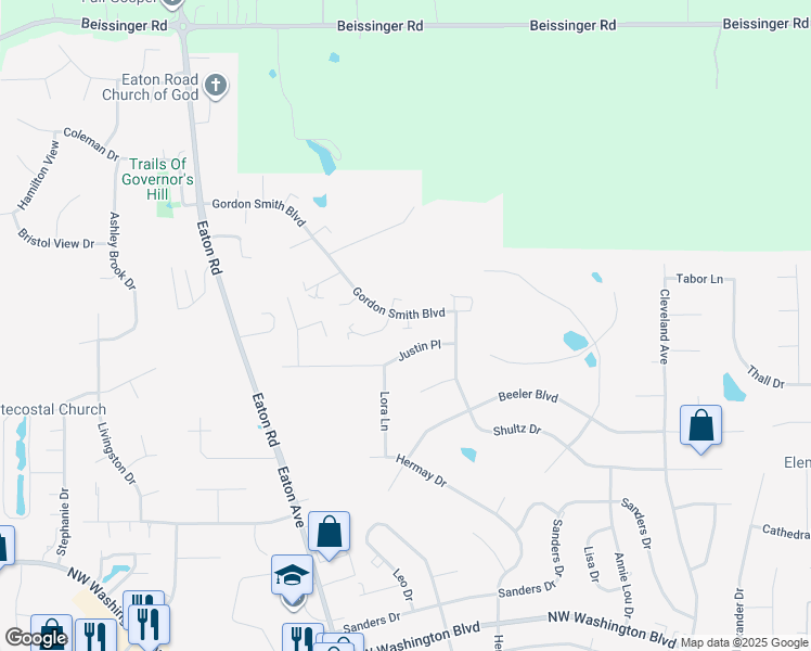 map of restaurants, bars, coffee shops, grocery stores, and more near 1 Marlou Drive in Hamilton