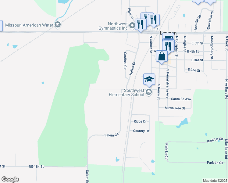 map of restaurants, bars, coffee shops, grocery stores, and more near 509 Hazel Ave in Lawson