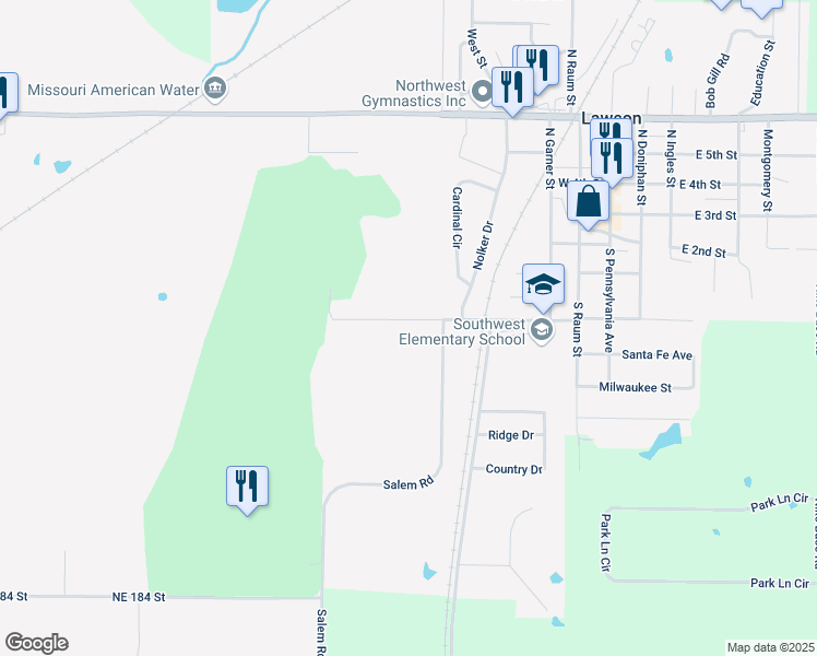 map of restaurants, bars, coffee shops, grocery stores, and more near 509 Hazel Avenue in Lawson