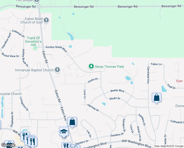 map of restaurants, bars, coffee shops, grocery stores, and more near 1 Marlou Drive in Hamilton