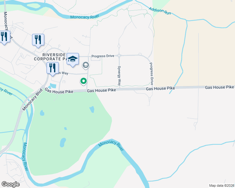 map of restaurants, bars, coffee shops, grocery stores, and more near 100 Riverwalk Place in Frederick