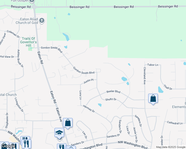 map of restaurants, bars, coffee shops, grocery stores, and more near 6 Justin Place in Hamilton