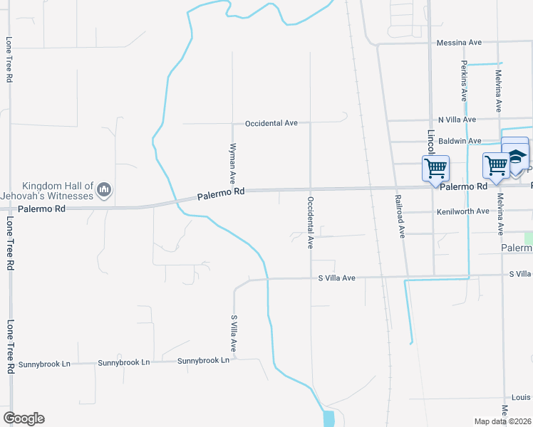 map of restaurants, bars, coffee shops, grocery stores, and more near 1785 Palermo Road in Palermo