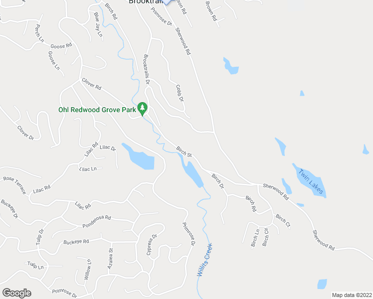 map of restaurants, bars, coffee shops, grocery stores, and more near 24585 Birch Street in Willits