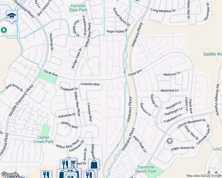 map of restaurants, bars, coffee shops, grocery stores, and more near 10008 Quintana Court in Reno
