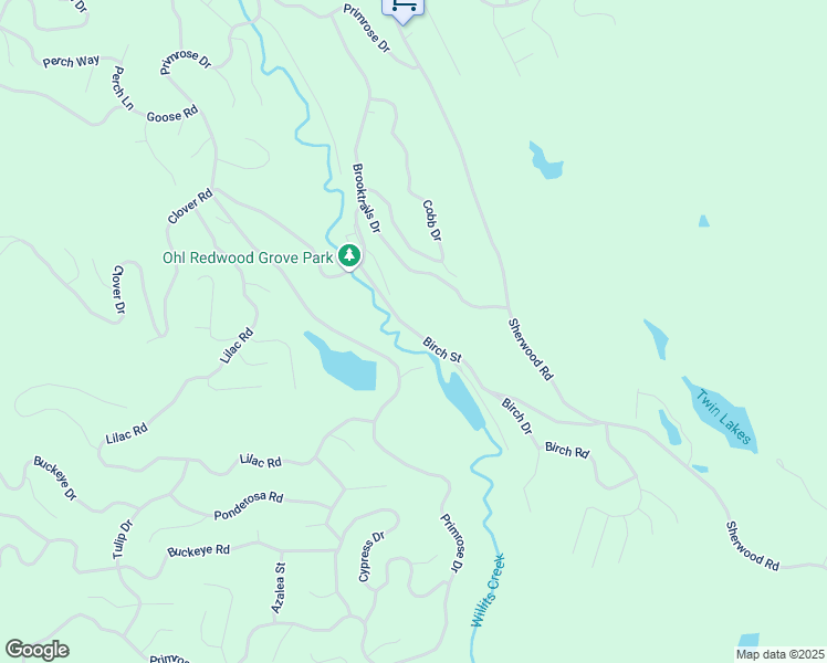 map of restaurants, bars, coffee shops, grocery stores, and more near 24615 Birch Street in Willits