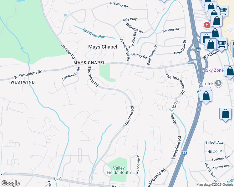 map of restaurants, bars, coffee shops, grocery stores, and more near 54 Rhodes Place in Lutherville-Timonium