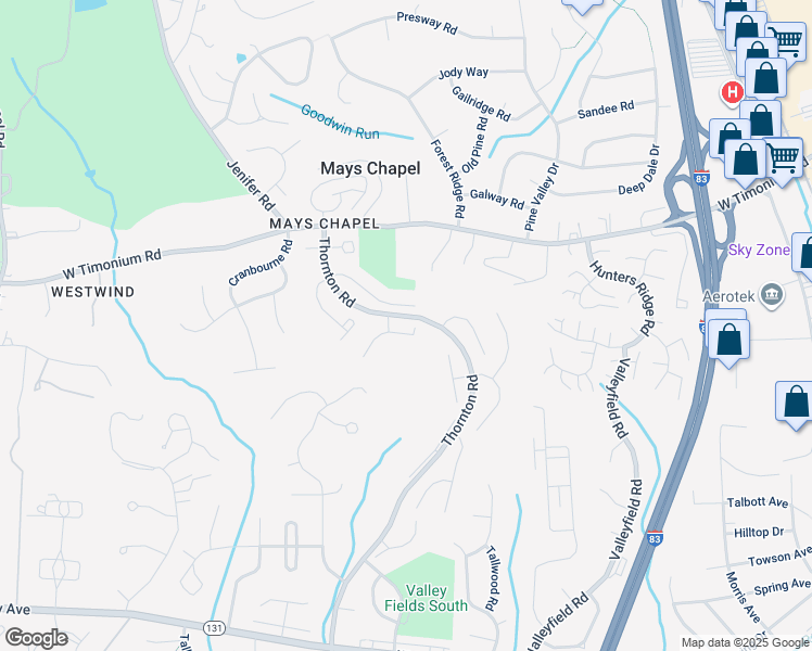 map of restaurants, bars, coffee shops, grocery stores, and more near 54 Rhodes Place in Lutherville-Timonium