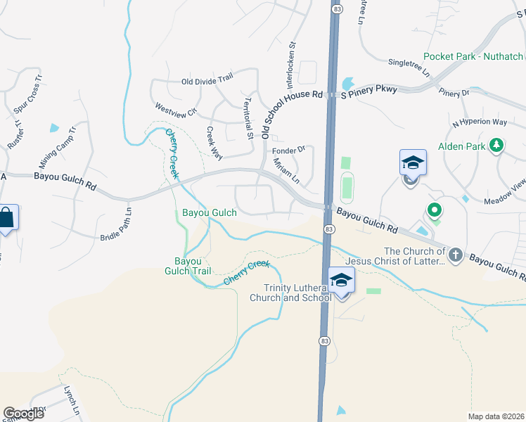 map of restaurants, bars, coffee shops, grocery stores, and more near 6563 Cherry Creek Drive in Parker