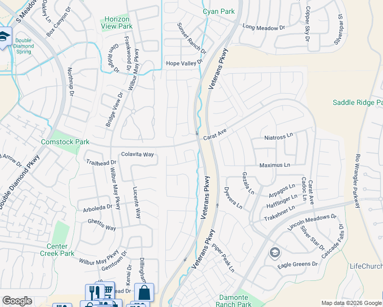 map of restaurants, bars, coffee shops, grocery stores, and more near 10041 Ignacio Circle in Reno