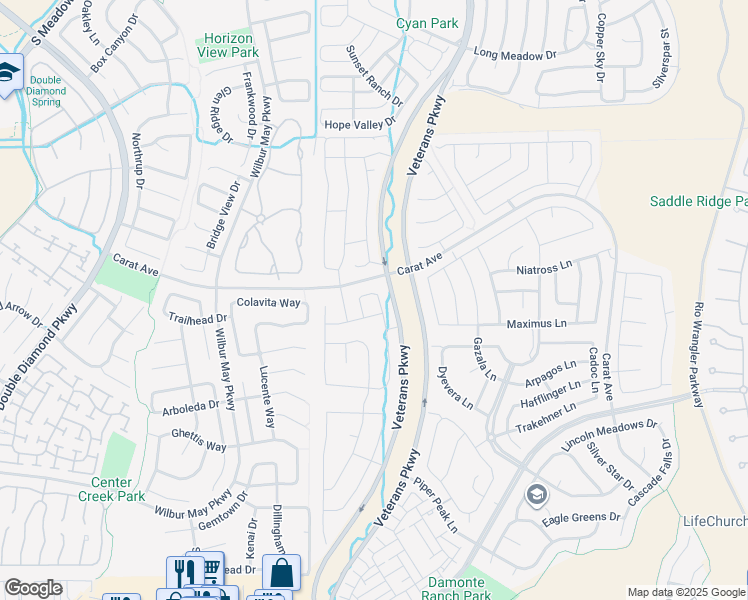 map of restaurants, bars, coffee shops, grocery stores, and more near 10041 Ignacio Circle in Reno