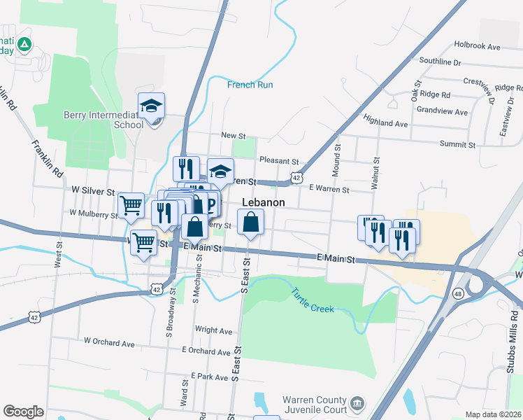 map of restaurants, bars, coffee shops, grocery stores, and more near in Lebanon