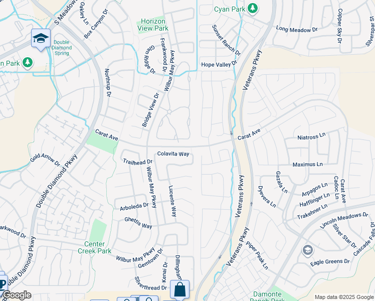 map of restaurants, bars, coffee shops, grocery stores, and more near 1781 Colavita Way in Reno