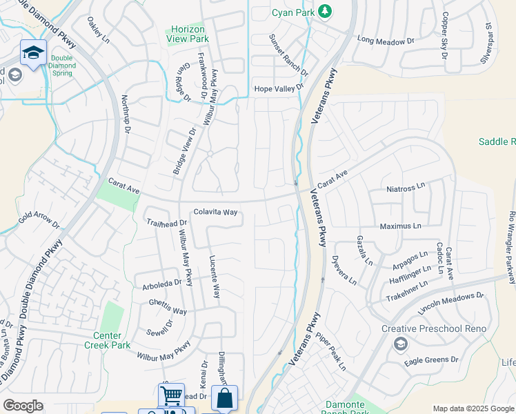 map of restaurants, bars, coffee shops, grocery stores, and more near 10008 Quintana Court in Reno