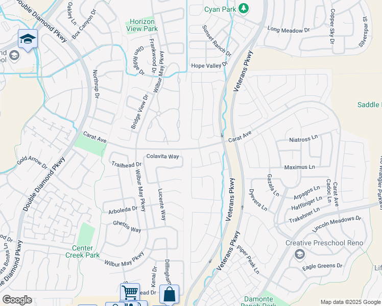 map of restaurants, bars, coffee shops, grocery stores, and more near 10000 Quintana Court in Reno