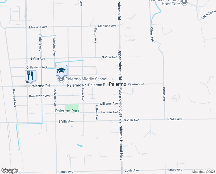 map of restaurants, bars, coffee shops, grocery stores, and more near 2650 Tiny Lane in Palermo