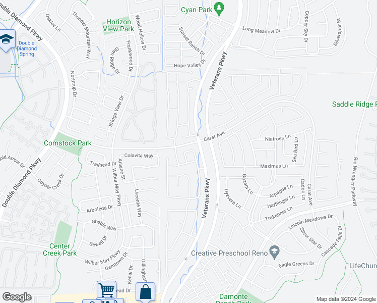 map of restaurants, bars, coffee shops, grocery stores, and more near Ignacio Circle in Reno