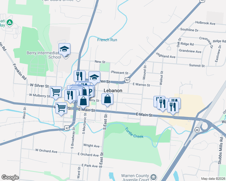 map of restaurants, bars, coffee shops, grocery stores, and more near in Lebanon