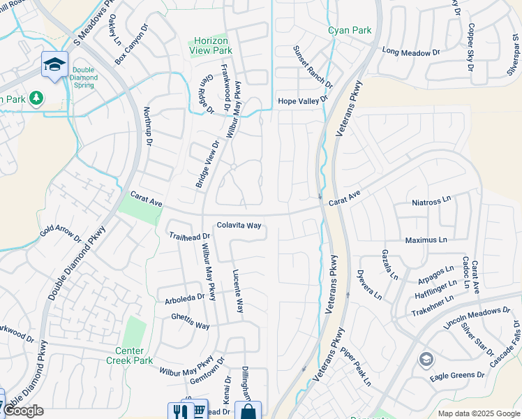 map of restaurants, bars, coffee shops, grocery stores, and more near 1781 Colavita Way in Reno