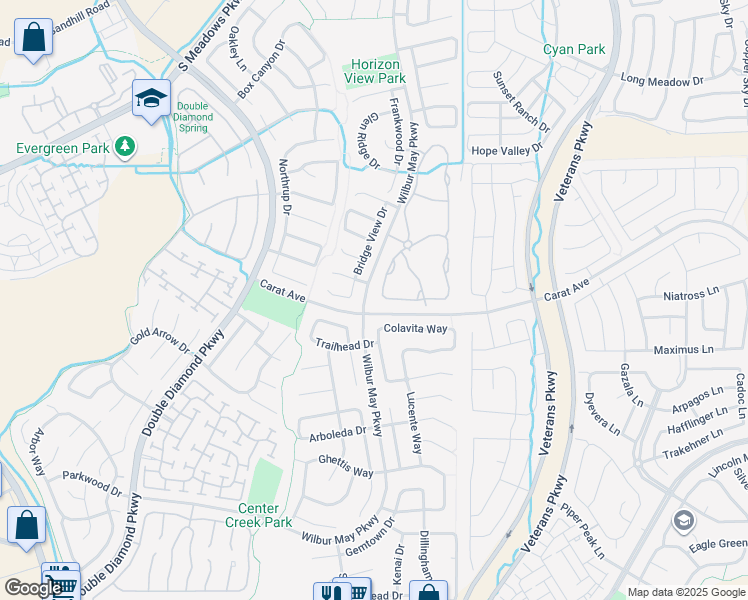 map of restaurants, bars, coffee shops, grocery stores, and more near 9900 Wilbur May Parkway in Reno