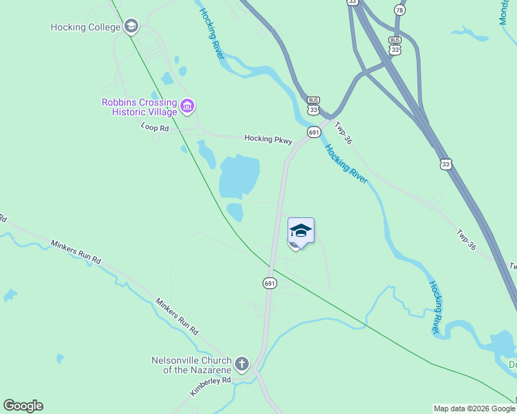 map of restaurants, bars, coffee shops, grocery stores, and more near 15805 South R 691 in Nelsonville