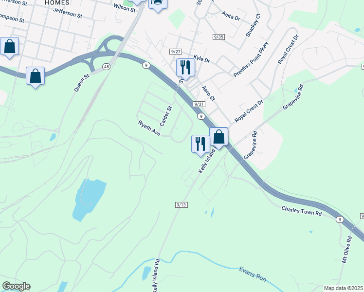 map of restaurants, bars, coffee shops, grocery stores, and more near 297 Orchard Avenue in Martinsburg