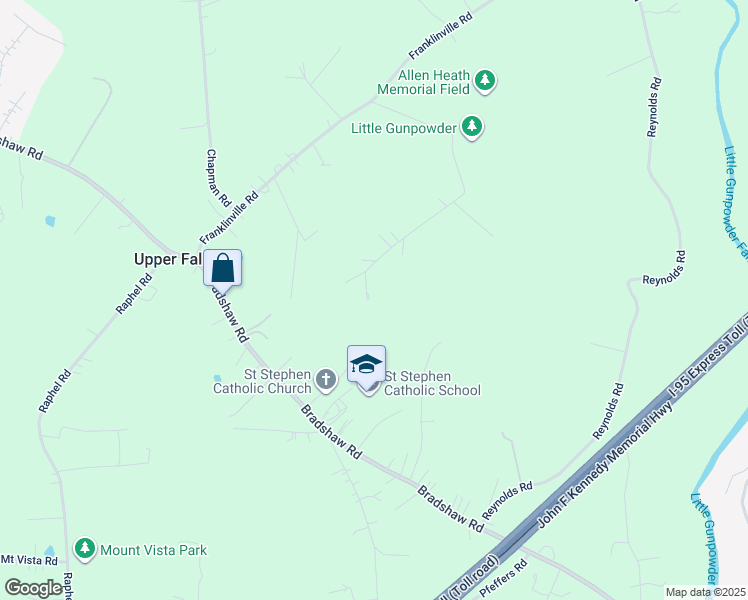 map of restaurants, bars, coffee shops, grocery stores, and more near 11501 Sherwood Road in Upper Falls