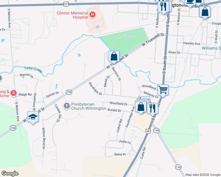 map of restaurants, bars, coffee shops, grocery stores, and more near 664 Norman Street in Wilmington
