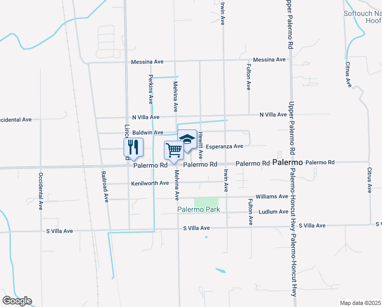 map of restaurants, bars, coffee shops, grocery stores, and more near Bulldog Way in Palermo