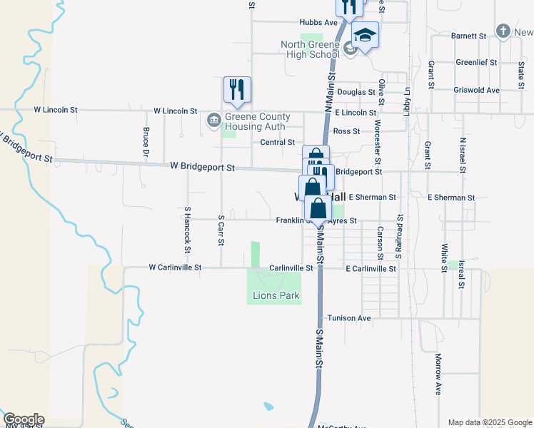 map of restaurants, bars, coffee shops, grocery stores, and more near 300-398 Franklin Street in White Hall