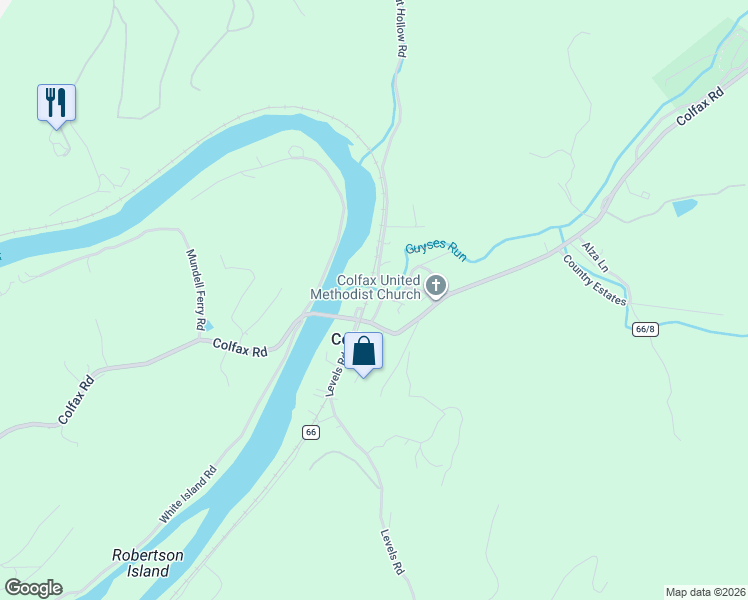 map of restaurants, bars, coffee shops, grocery stores, and more near 386 Samaria Road in Fairmont