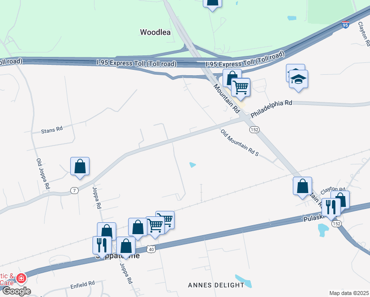 map of restaurants, bars, coffee shops, grocery stores, and more near 805 Philadelphia Road in Harford County