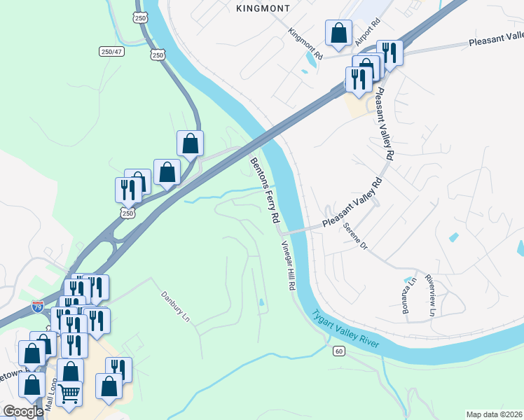 map of restaurants, bars, coffee shops, grocery stores, and more near 98 School Street in Fairmont