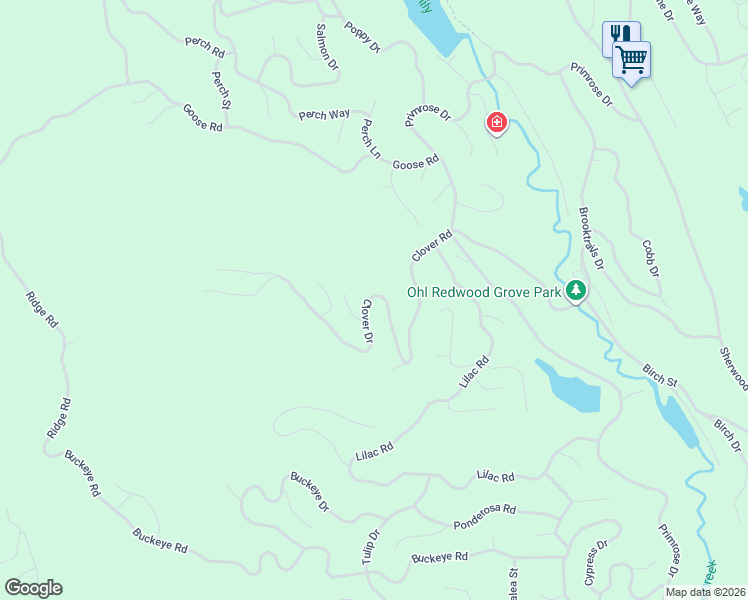 map of restaurants, bars, coffee shops, grocery stores, and more near 1871 Clover Drive in Willits