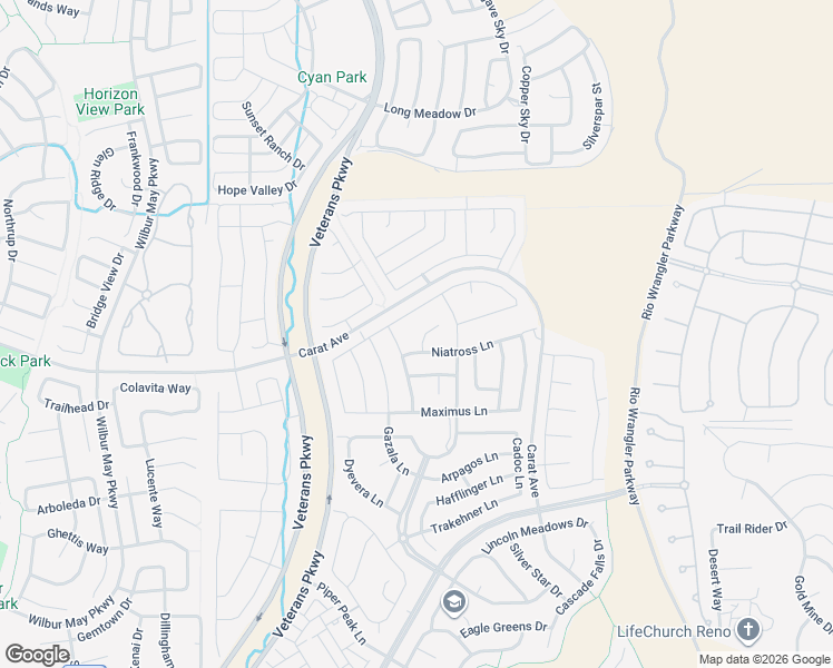 map of restaurants, bars, coffee shops, grocery stores, and more near 155 Niatross Court in Reno