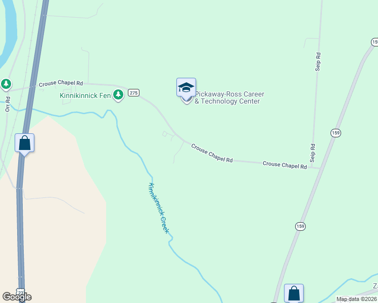 map of restaurants, bars, coffee shops, grocery stores, and more near 1022 Crouse Chapel Road in Chillicothe