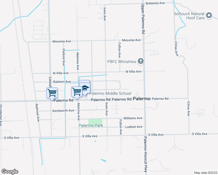 map of restaurants, bars, coffee shops, grocery stores, and more near 7293 Irwin Avenue in Palermo