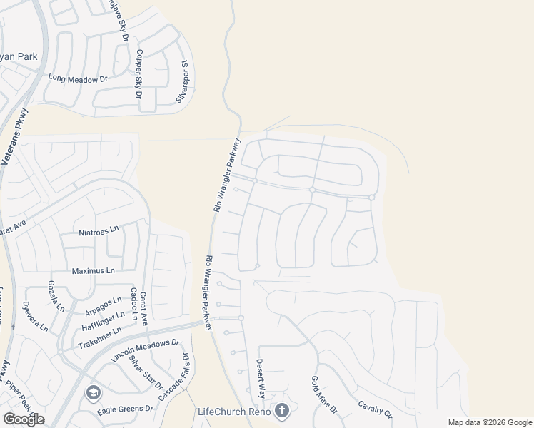 map of restaurants, bars, coffee shops, grocery stores, and more near 9805 Cardigan Bay Lane in Reno