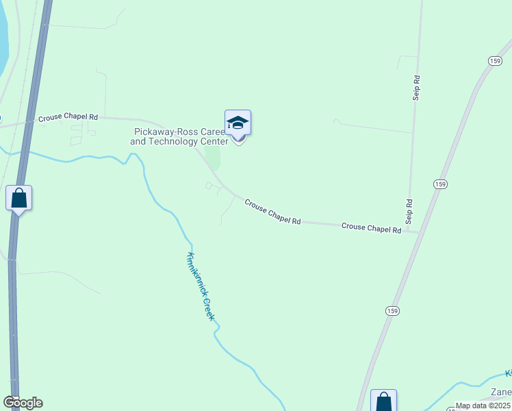 map of restaurants, bars, coffee shops, grocery stores, and more near 895 Crouse Chapel Road in Chillicothe
