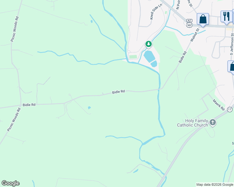 map of restaurants, bars, coffee shops, grocery stores, and more near 3101 Bidle Road in Middletown