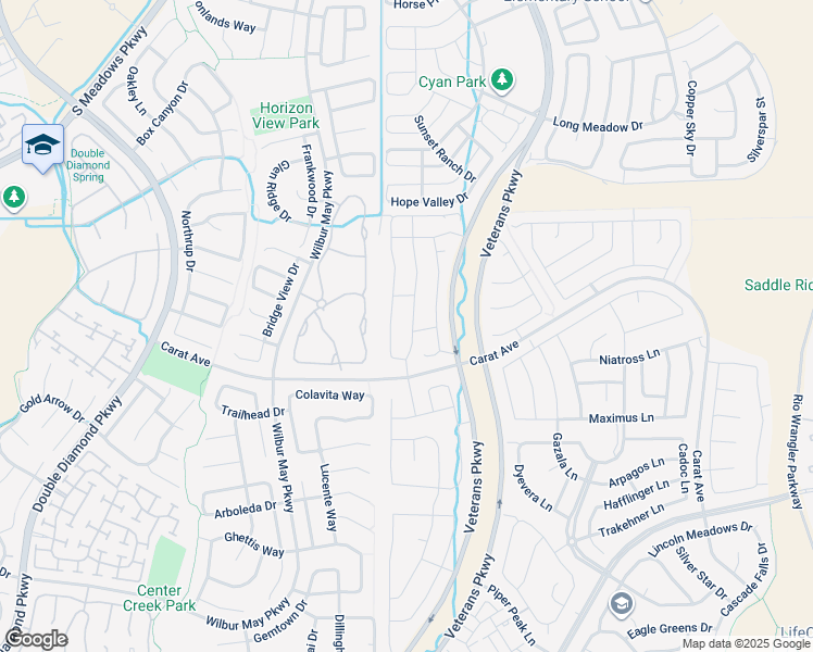 map of restaurants, bars, coffee shops, grocery stores, and more near 9764 Pachuca Drive in Reno