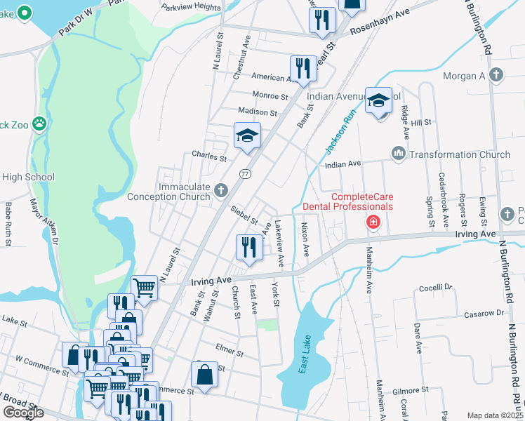 map of restaurants, bars, coffee shops, grocery stores, and more near Station Hill Rd in Bridgeton