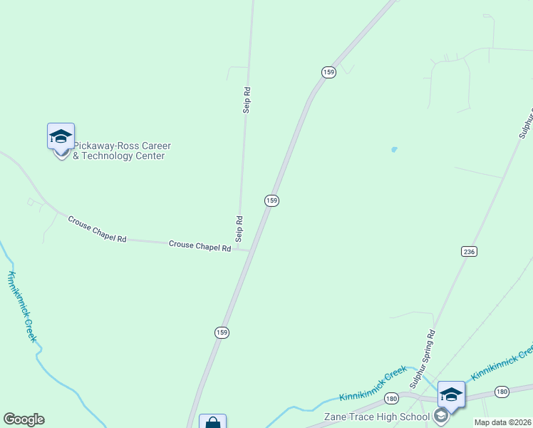 map of restaurants, bars, coffee shops, grocery stores, and more near 7382 Ohio 159 in Chillicothe
