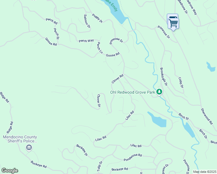 map of restaurants, bars, coffee shops, grocery stores, and more near 24858 Clover Road in Willits