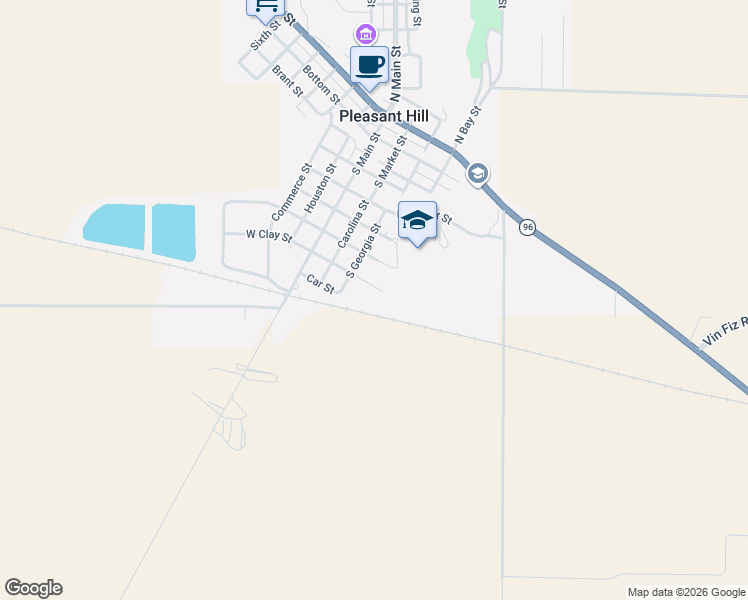 map of restaurants, bars, coffee shops, grocery stores, and more near 310-312 E Clay St in Pleasant Hill