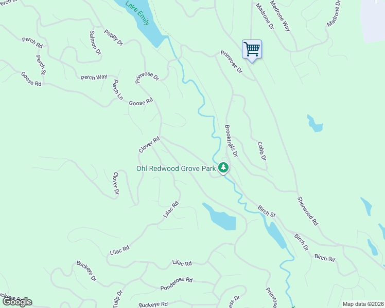 map of restaurants, bars, coffee shops, grocery stores, and more near Clover Road in Brooktrails