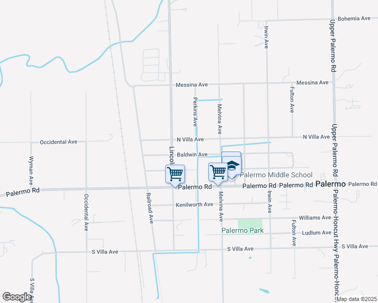 map of restaurants, bars, coffee shops, grocery stores, and more near 2134 Baldwin Avenue in Palermo