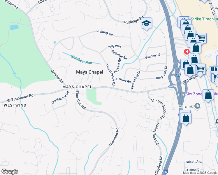 map of restaurants, bars, coffee shops, grocery stores, and more near West Timonium Road in Timonium