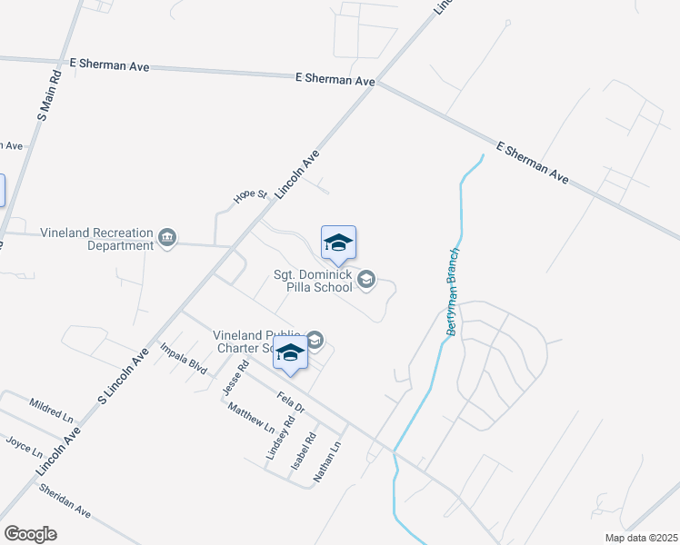 map of restaurants, bars, coffee shops, grocery stores, and more near 3133 South Lincoln Avenue in Vineland